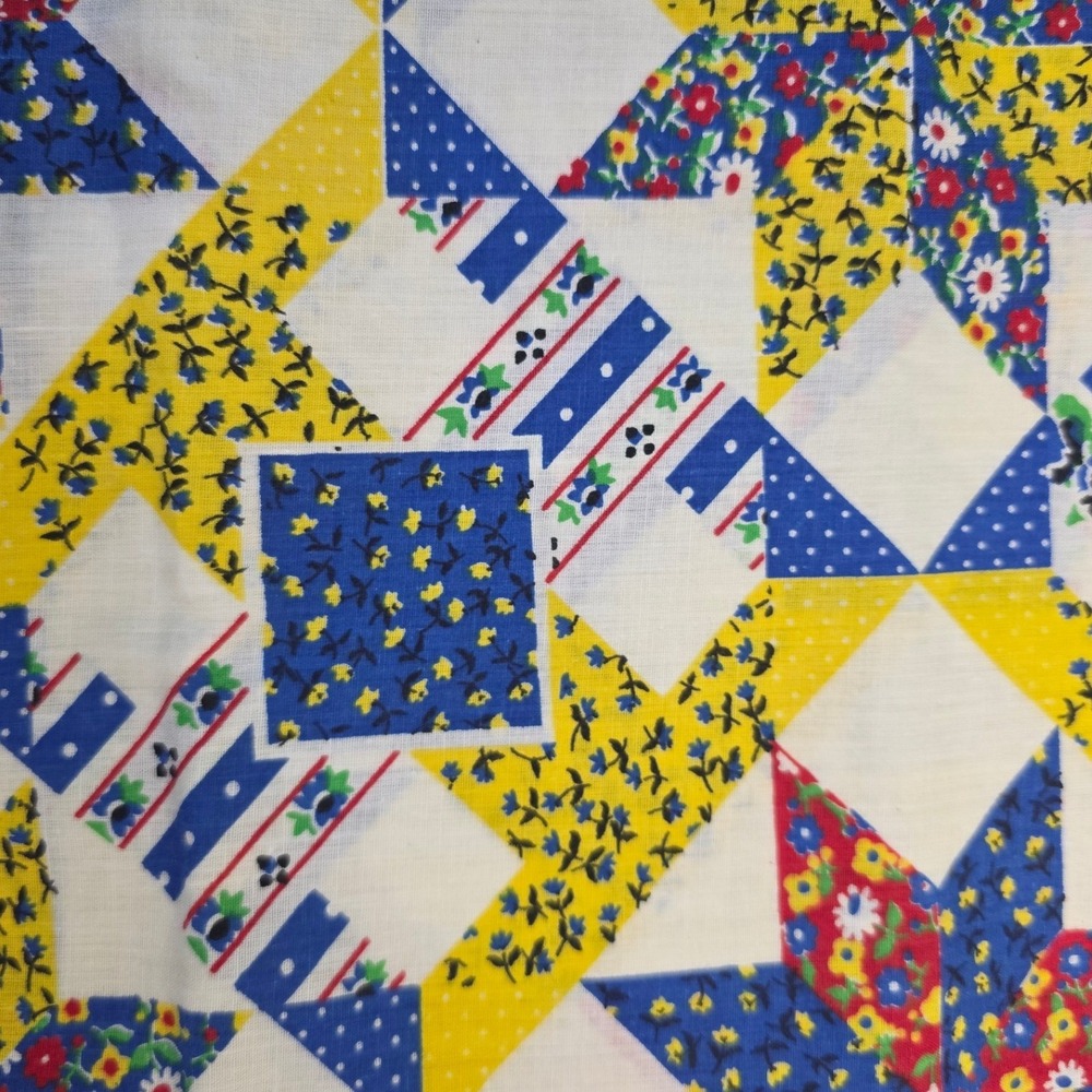 Vintage Patchwork Star Floral Print Fabric Loose Weave 44 x 1Yd